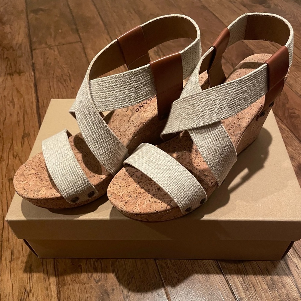 New Lucky Brand Marla wedge sandals.